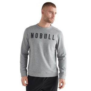 NOBULL Legacy Crew Neck Spellout Logo Sweatshirt in Heather Grey Men’s Large